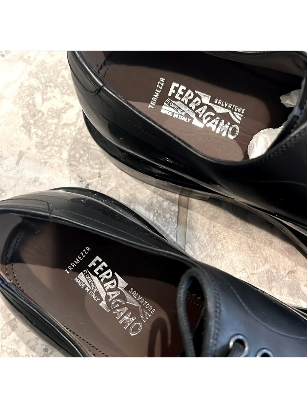 Salvatore Ferragamo Dipped Leather Oxford Shoes Size 6 EEE NEW in Box + DustBag